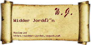 Widder Jordán névjegykártya